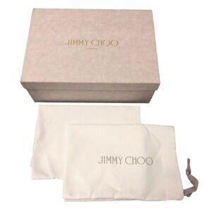 Jimmy Choo Shoe Box and Dust Bags Pink White Gold Logo Storage 12x8.5x4.5